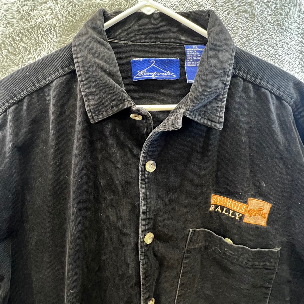 Laundromat Mens XL Black Corduroy Sturgis Rally Embroidered Biker Grunge